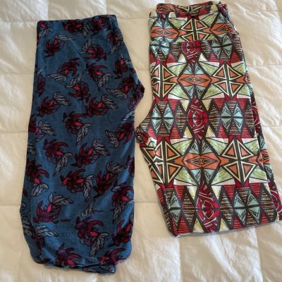 LuLaroe Leggings One Size Lot Of 2 Pre Owned